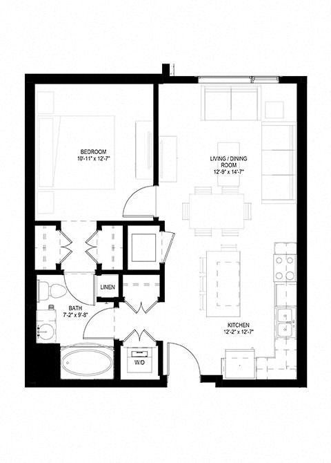 Grand Central Flats_1 Bedroom Floor Plan